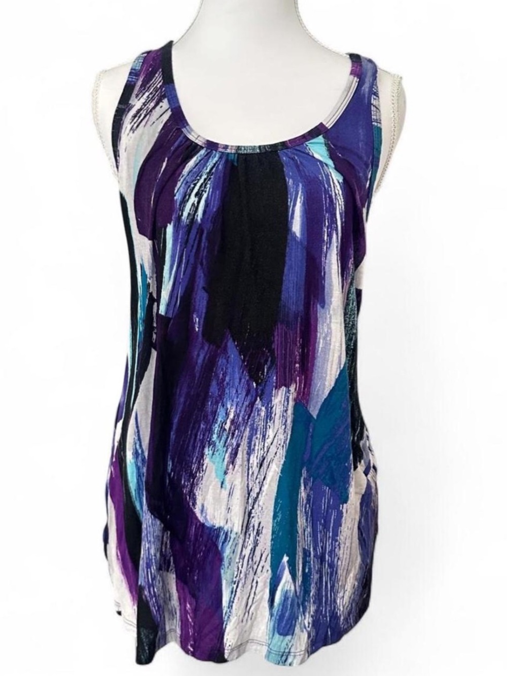 Abstract Brushstroke Purple & Teal Tank Top